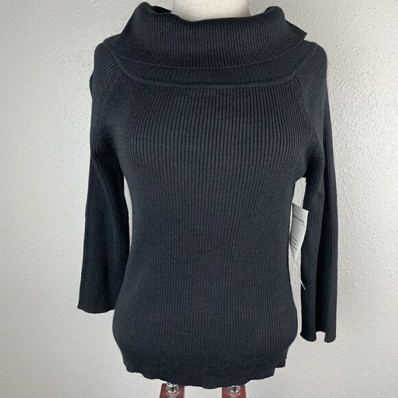NWT Pierre Cardin Black Cowl Neck Sweater Size M - Picture 1 of 5